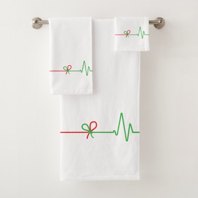 EKG Heart Beat - Life Goes On Bath Towel Set (Insitu)