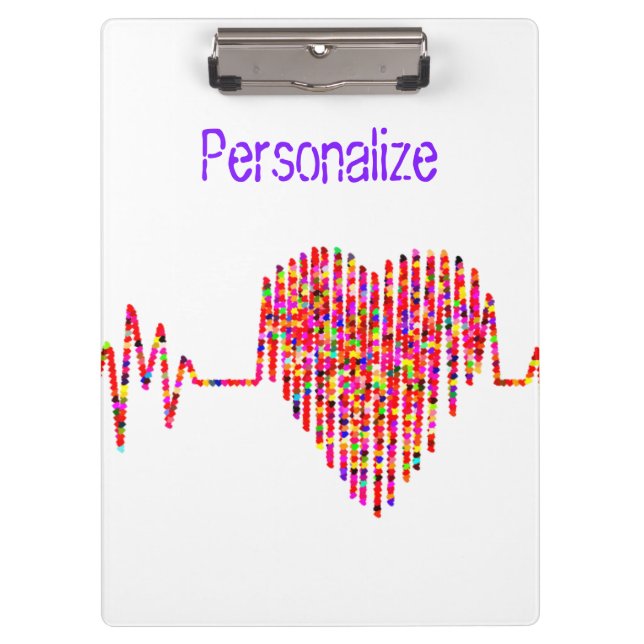 EKG heart line medical  red white Clipboard (Front)