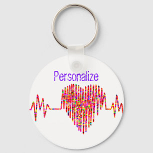 EKG heart line medical red white nurse doctor Keychain