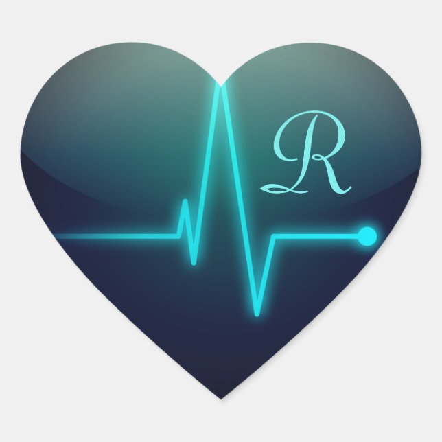  EKG heart medical black blue elegant nurse doctor Heart Sticker (Front)