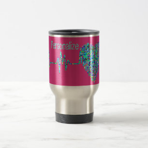 EKG heart medical ekg line nurse doctor pink blue Travel Mug