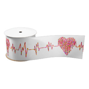 EKG heart medical ekg line Satin Ribbon