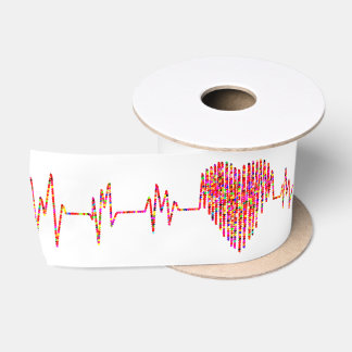 EKG heart medical ekg line Satin Ribbon