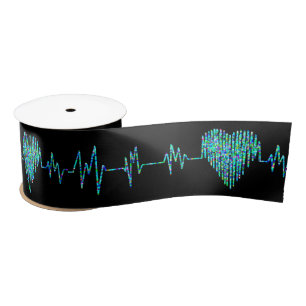 EKG heart medical ekg line Satin Ribbon