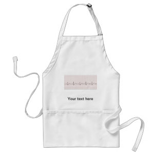 EKG heartbeat on graph paper, PhD (doctor) pulse Adult Apron