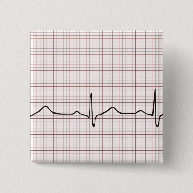 EKG heartbeat on graph paper, PhD (doctor) pulse Button (Front)