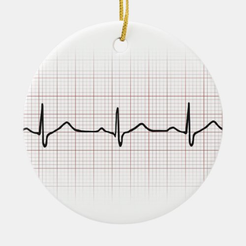 EKG heartbeat on graph paper PhD doctor pulse Ceramic Ornament