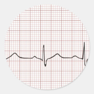 EKG heartbeat on graph paper, PhD (doctor) pulse Classic Round Sticker