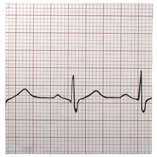 EKG heartbeat on graph paper, PhD (doctor) pulse Cloth Napkin (Front)