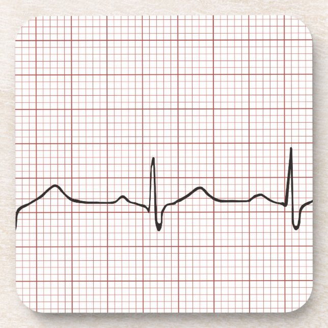 EKG heartbeat on graph paper, PhD (doctor) pulse Coaster (Front)