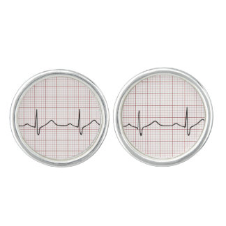 EKG heartbeat on graph paper, PhD (doctor) pulse Cufflinks