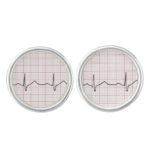 EKG heartbeat on graph paper PhD doctor pulse Cufflinks