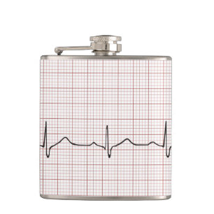 EKG heartbeat on graph paper, PhD (doctor) pulse Flask