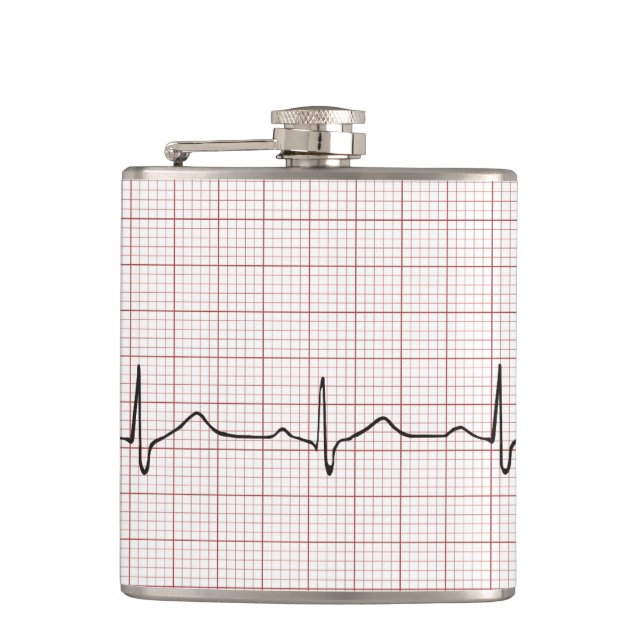 EKG heartbeat on graph paper, PhD (doctor) pulse Flask (Front)