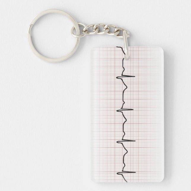 EKG heartbeat on graph paper, PhD (doctor) pulse Keychain (Front)