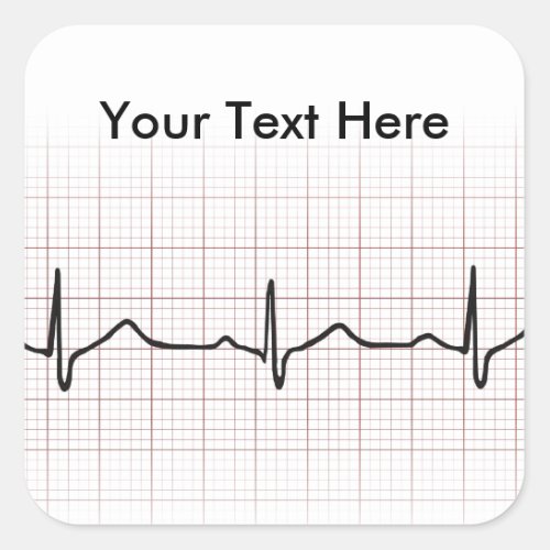 EKG heartbeat on graph paper PhD doctor pulse Square Sticker