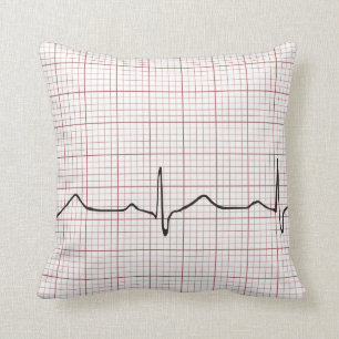 EKG heartbeat on graph paper, PhD (doctor) pulse Throw Pillow