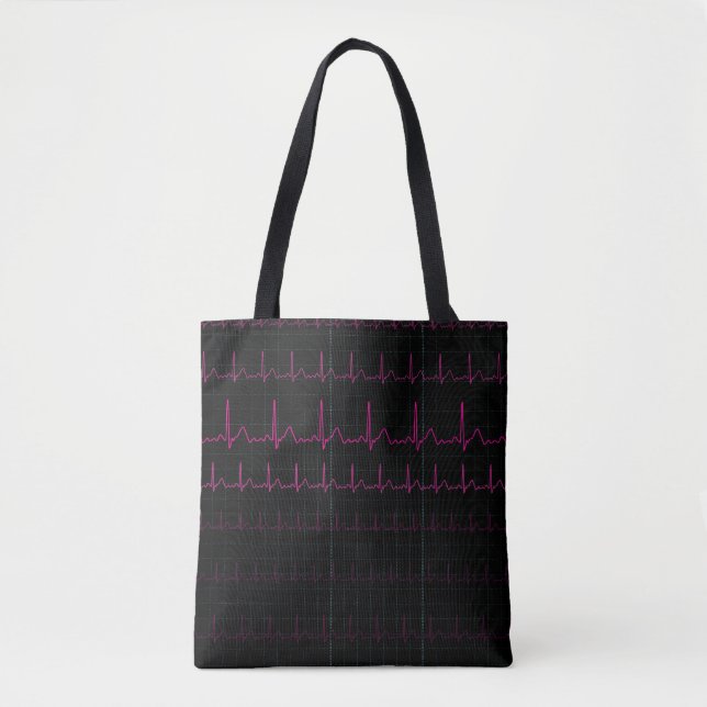 EKG Heartbeat Tote Bag (Front)