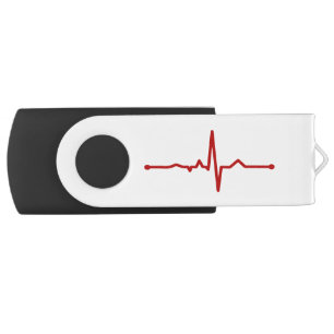 EKG Heartbeat USB Swivel Flash Drive
