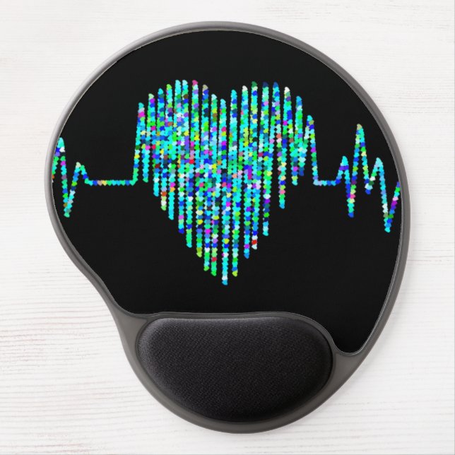 Ekg line heart medical black turquoise nurse dr gel mouse pad (Front)