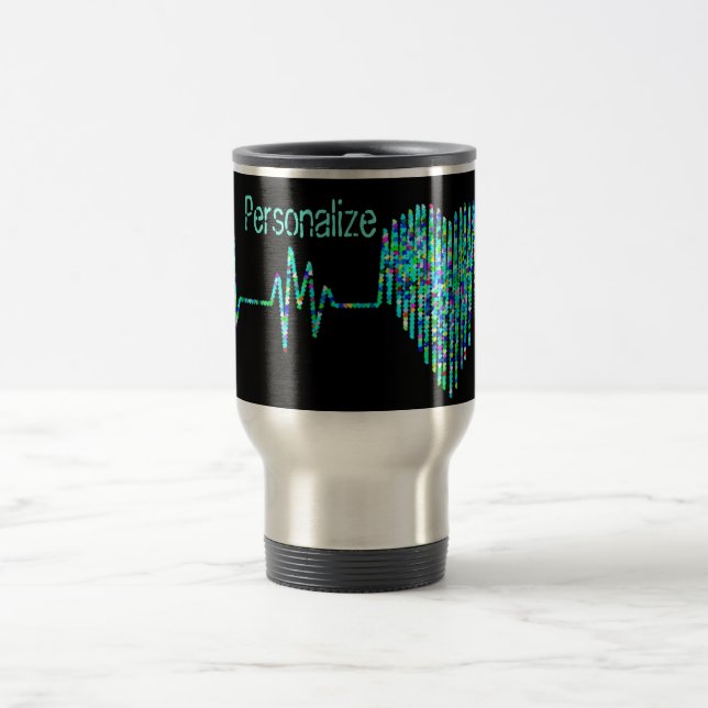 Ekg line heart medical black turquoise nurse dr travel mug (Center)