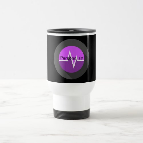 EKG line medical Dr nurse purple black Travel Mug