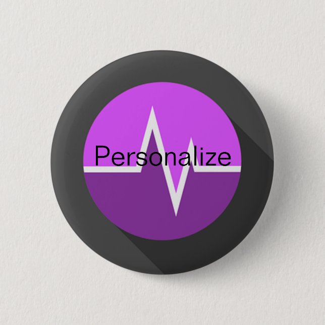 EKG line medical purple black  Button (Front)
