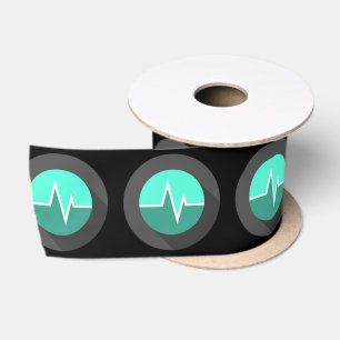 EKG line medical surgeon green black Satin Ribbon