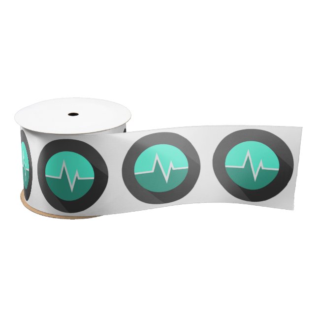 EKG line medical surgeon green  Satin Ribbon (Spool)