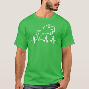 EKG Love Horse Jumping Equestrian Heartbeat Pulse T-Shirt