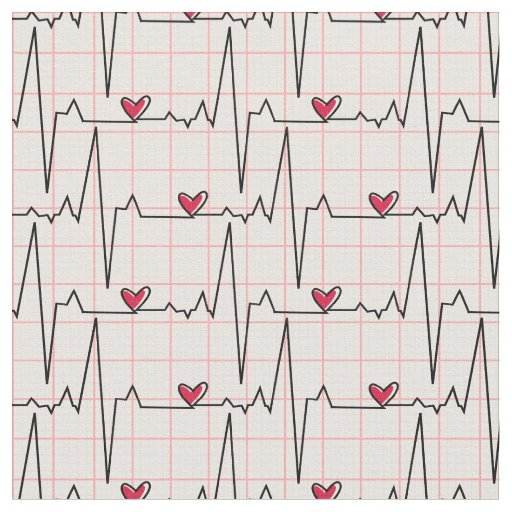 EKG Plaid on White Fabric | Zazzle