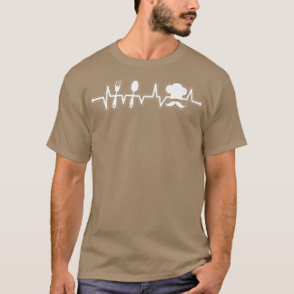 EKG Puls Line Chef Heartbeat Cook Head Chef Culina T-Shirt
