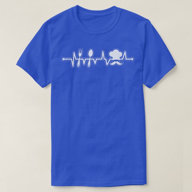 EKG Puls Line Chef Heartbeat Cook Head Chef Culina T-Shirt (Design Front)