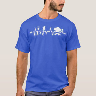 EKG Puls Line Chef Heartbeat Cook Head Chef Culina T-Shirt