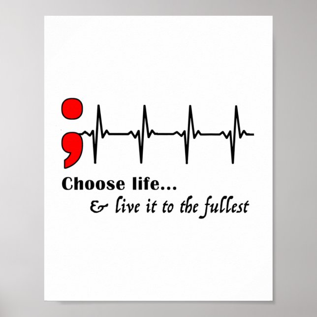 Ekg Semicolon Suicide Awareness Prevention  Poster (Front)