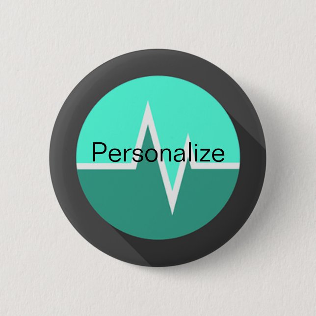 EKG turquoise green nurse Dr medical Button (Front)