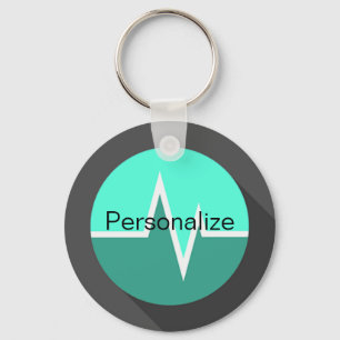 EKG turquoise keychain