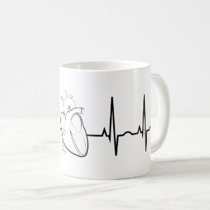 EKG with Realistic Heart Coffee Mug
