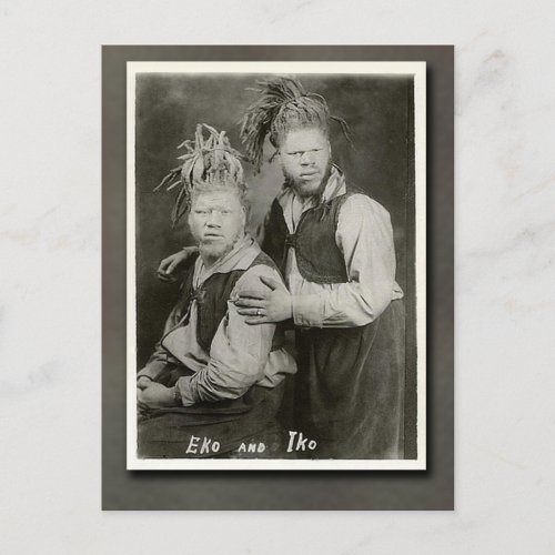 Eko and Iko Men from Mars Circus Performers Postcard