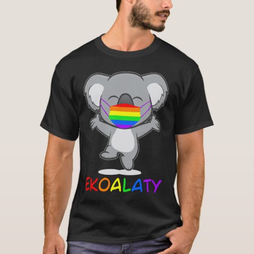 Ekoalaty Shirt Cute Koala Bear Shirt Rainbow T_Shirt