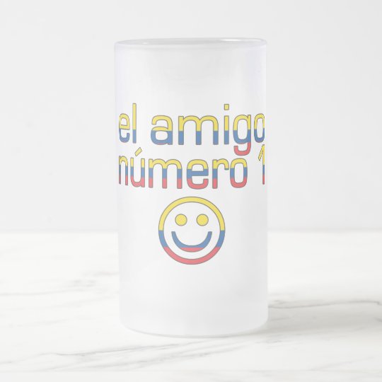 El Amigo Número 1 in Ecuadorian Flag Colors 4 Boys Frosted Glass Beer Mug