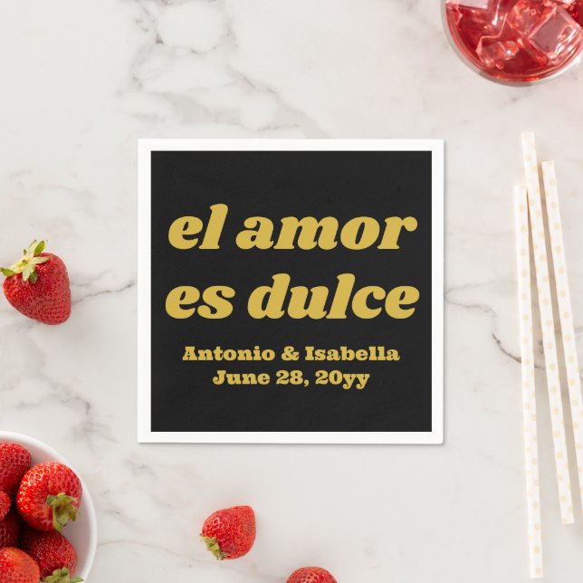El amor es dulce wedding reception serviette paper napkins (Insitu)