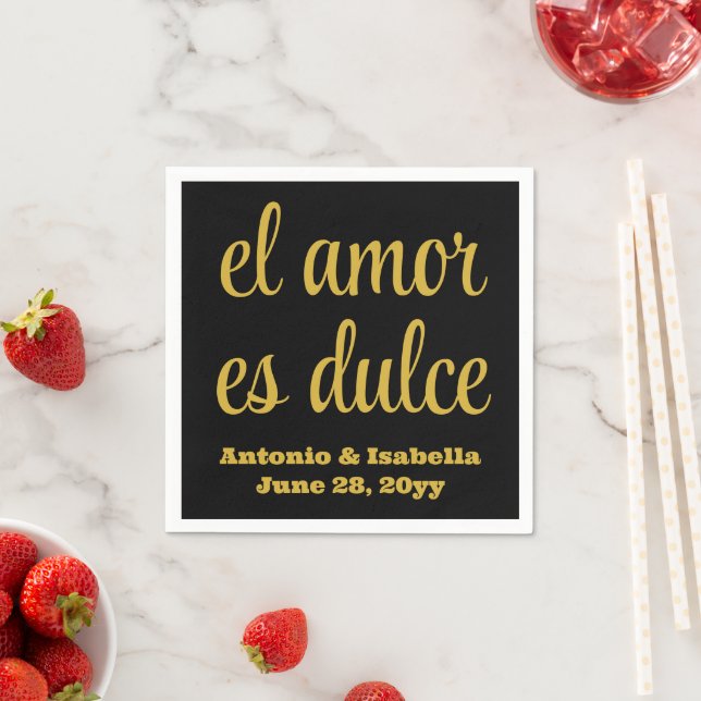 El amor es dulce wedding reception serviette paper napkins (Insitu)
