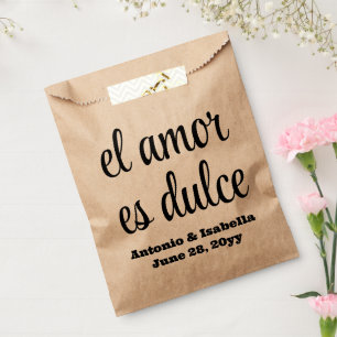 El amor es dulce wedding reception treat for guest favor bag