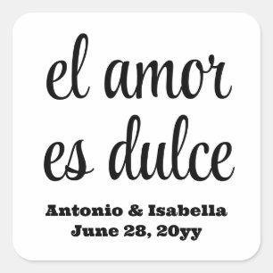 El amor es dulce wedding reception treat for guest square sticker