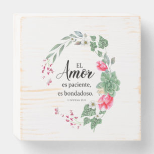 El amor es paciente, es bondadoso 1corintios wooden box sign