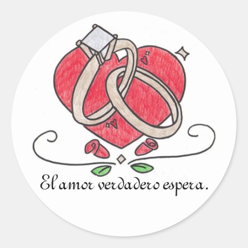 El amor verdadero espera classic round sticker