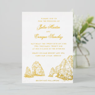 El Arco Cabo San Lucas Arch Weddining Foil Invitation