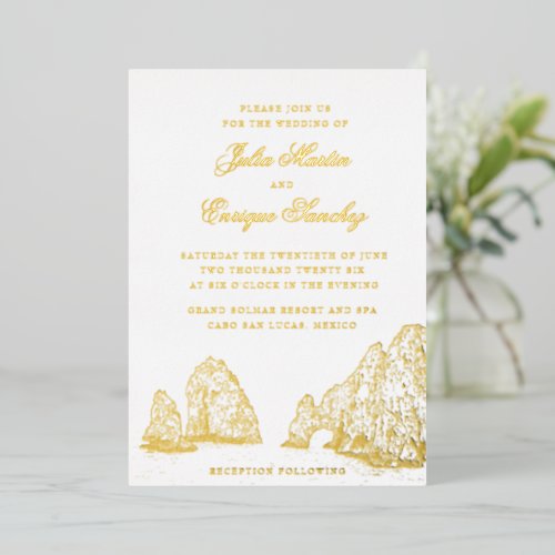El Arco Cabo San Lucas Arch Weddining Foil Invitation