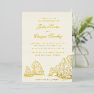 El Arco Cabo San Lucas Arch Weddining Foil Invitation